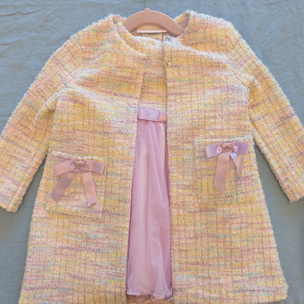 Bonnie Baby Multicolor Tweed Coat with Lavender Accents